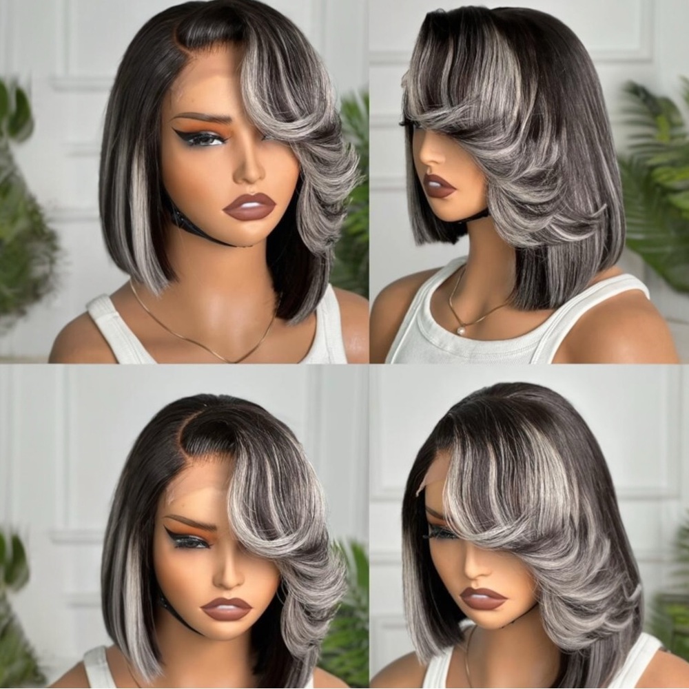 Stylish Black and Gray Women's Wig
